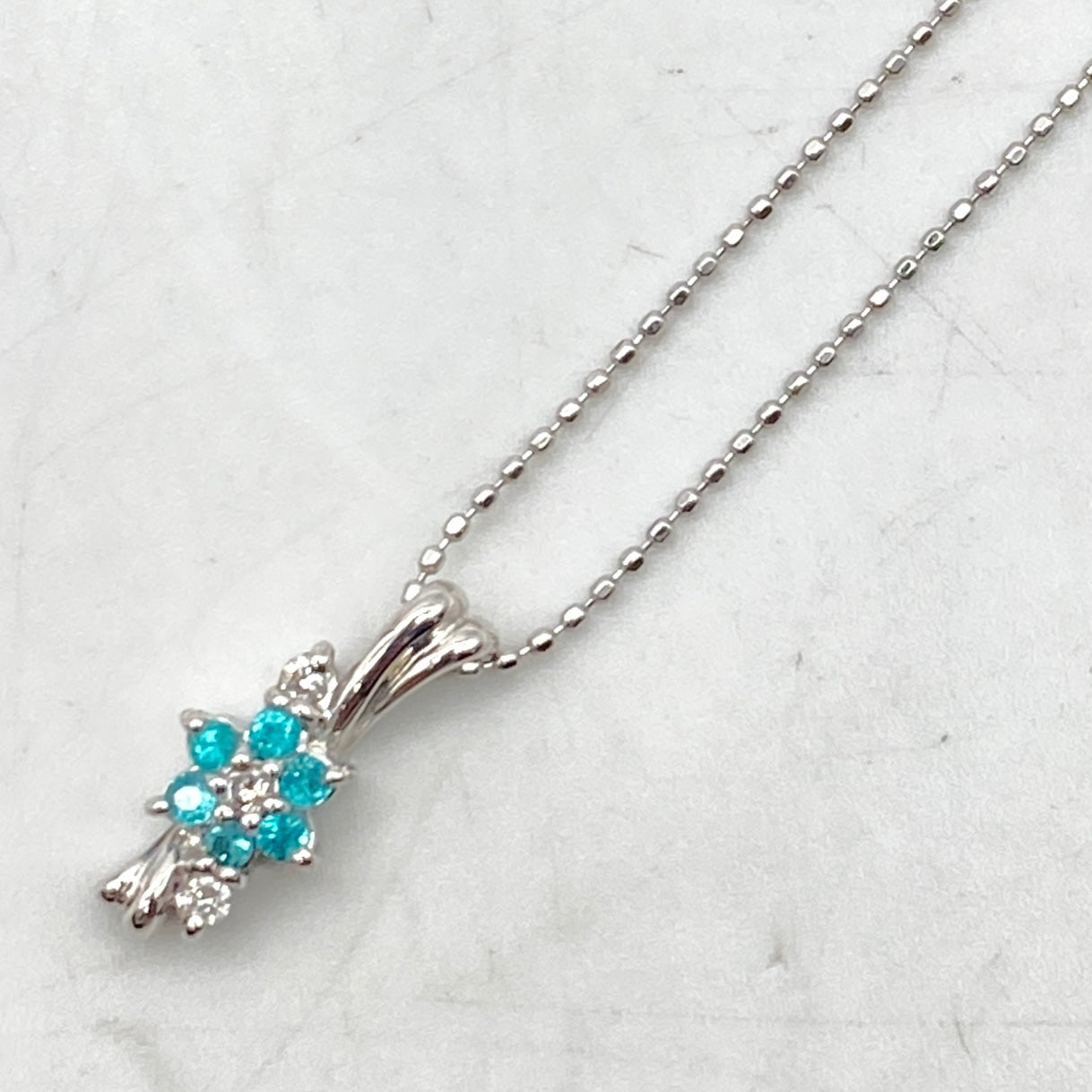 Luxury Promise Japan 25-44301-0 K18WG Paraiba Necklace PRT 0.18 DA 0.06 2.8g Other