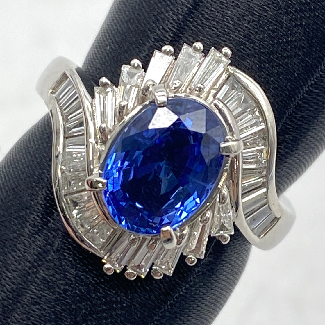 Luxury Promise Japan 25-54550-0 PT900 Sapphire Ring SA 2.30 DA 0.71 9.0g Center