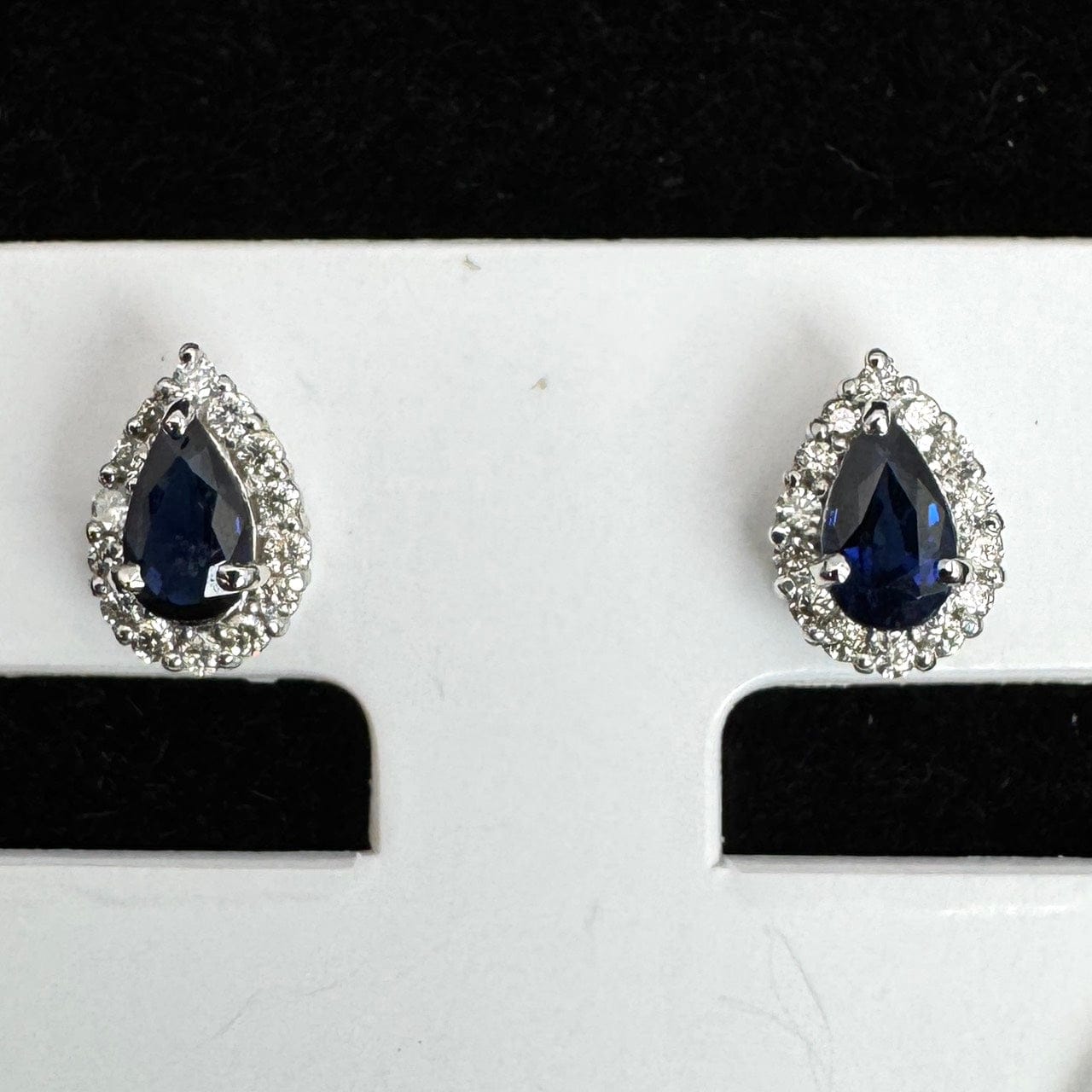 Luxury Promise Japan 41372 K18WG Sapphire Earrings S0.25*2 D0.06*2 0.9g