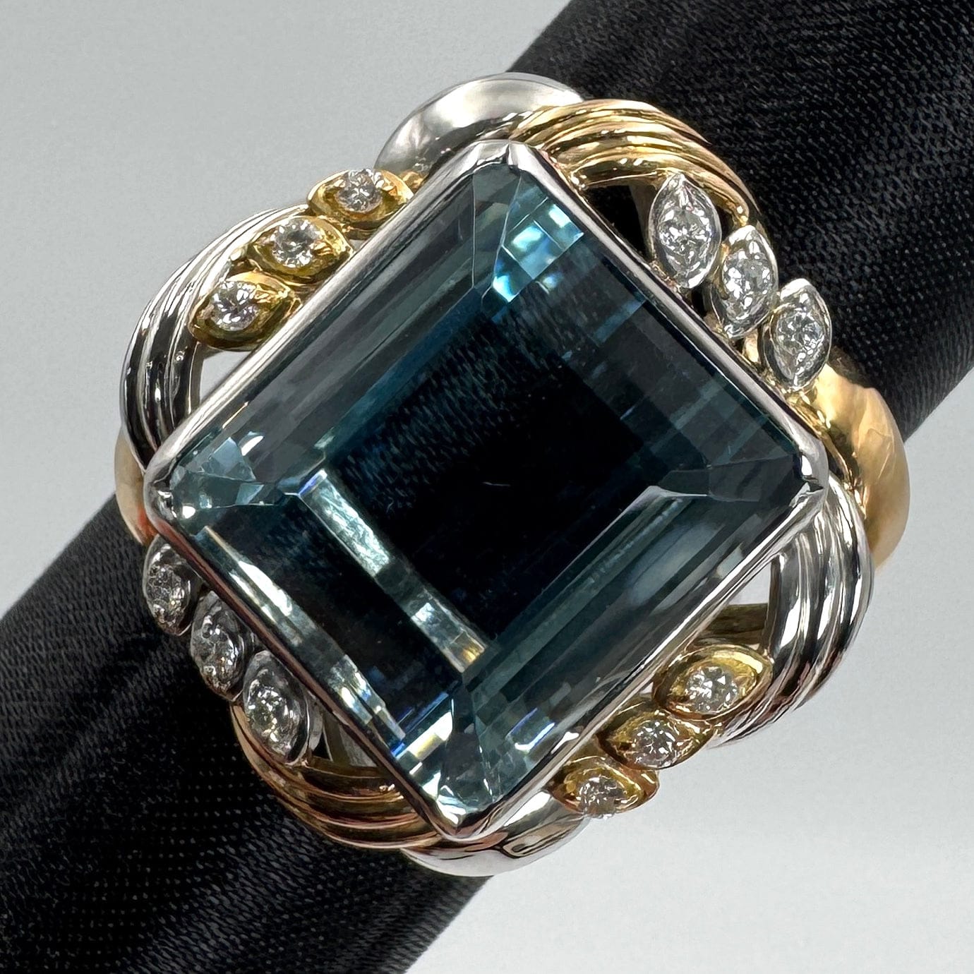 Luxury Promise Japan 44228 Pm900/K18 Aquamarine Ring AQ16.42 D0.18 16.5g  GRJso