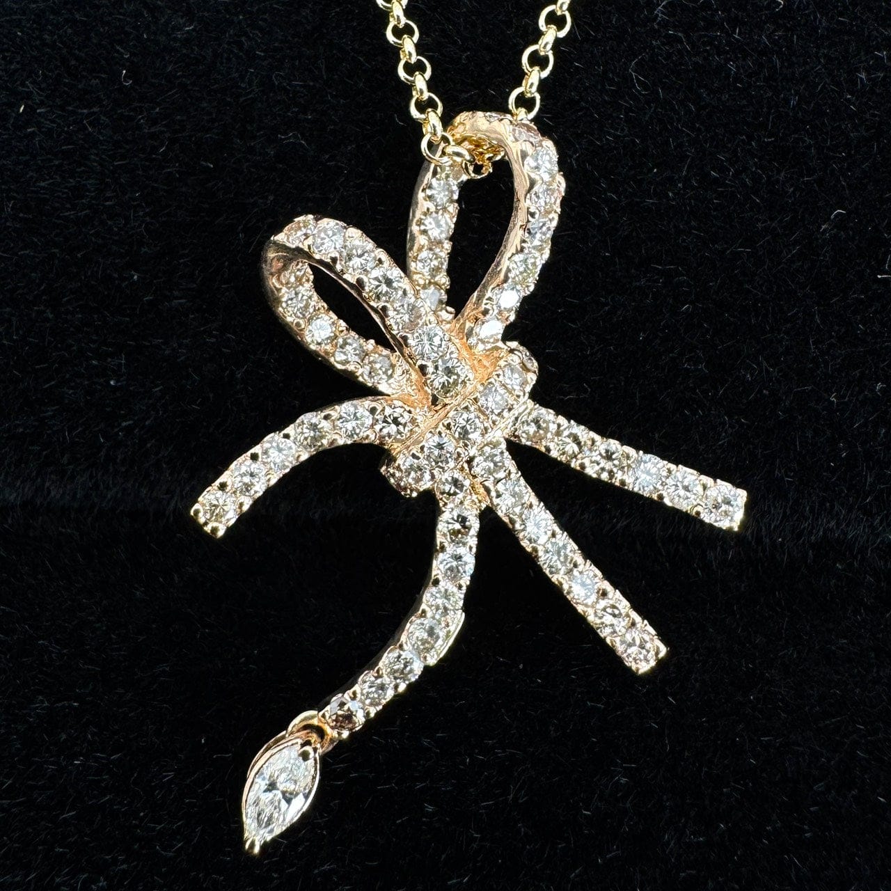 Luxury Promise Japan 45559 K18/750 Diamond Pencil Necklace D0.12 D0.90 5.7g