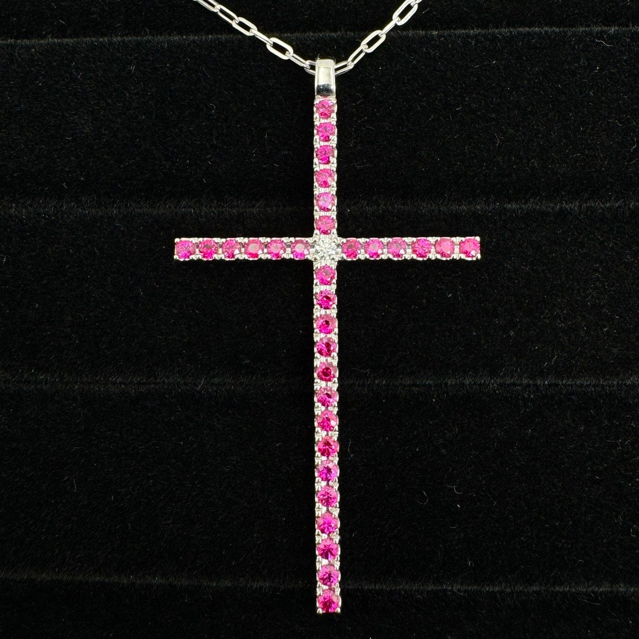 Luxury Promise Japan 47151 K18WG Ruby Pen Necklace R3.3 D0.10 18.7 Medium