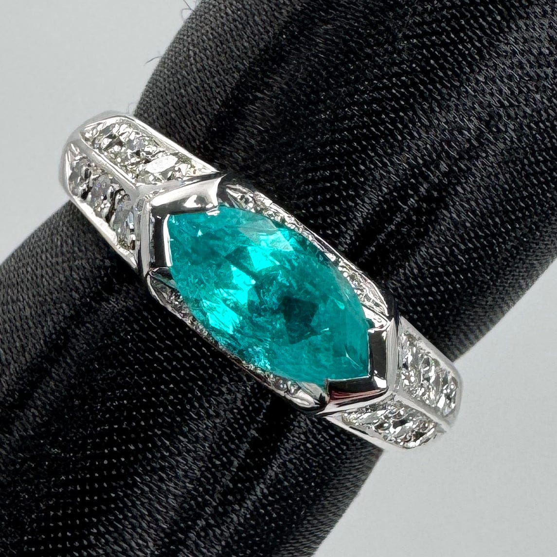 Luxury Promise Japan 49037 Brazil Pt900 Paraiba TL Ring PTL0.95 D0.3 5.5g  GIA