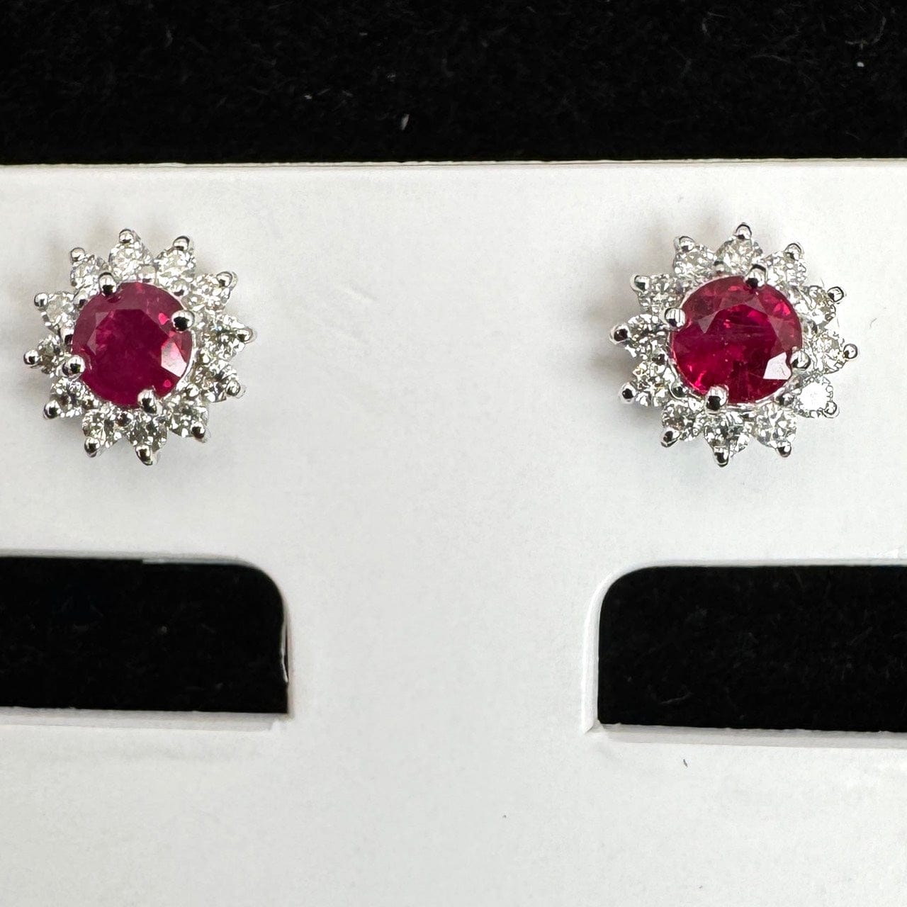 Luxury Promise Japan 49144 K18WG Ruby Earrings R0.15*2 D0.07*2 0.9g