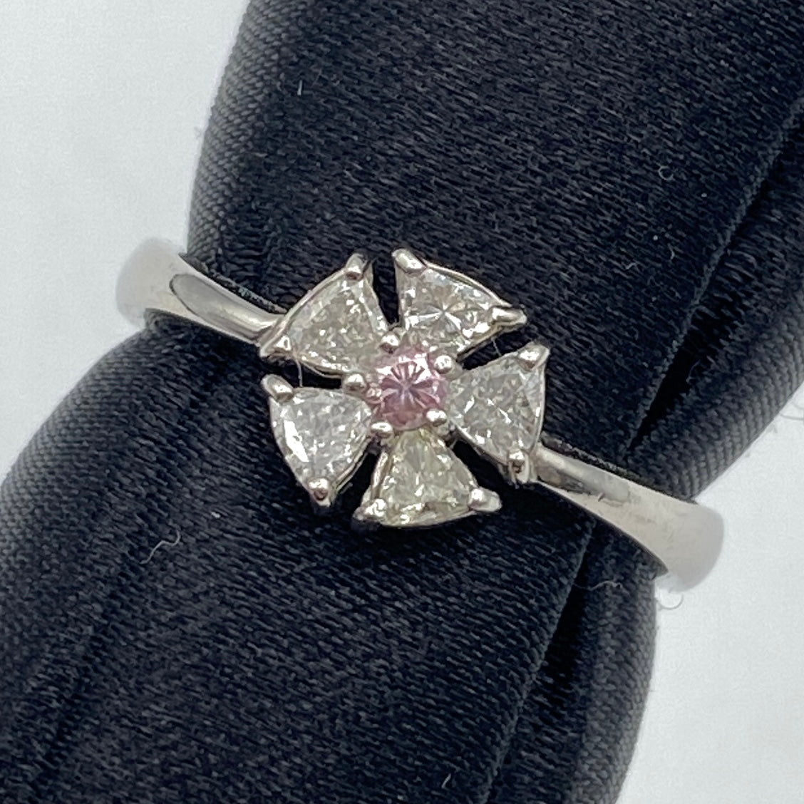 Luxury Promise Japan 49403 Pt900 dial ring D0.04 D0.25 3.8g US4.5