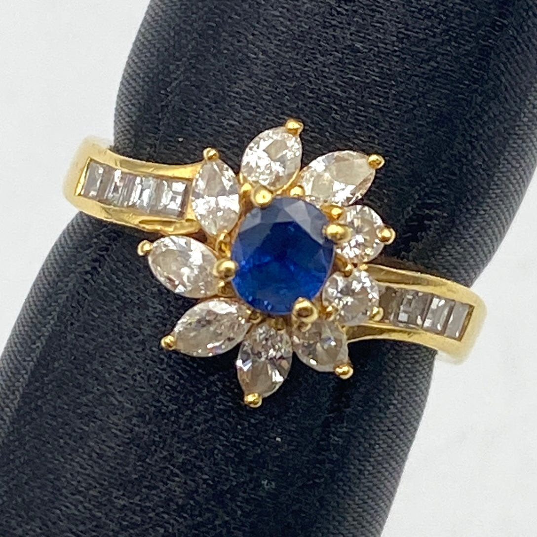 Luxury Promise Japan 49417 K18 sapphire ring S0.49 D0.50 D0.32 D0.11 4.7g US6.5