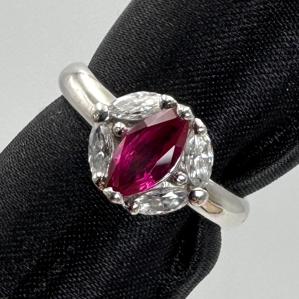 Luxury Promise Japan 49484 Pt900 Ruby Ring R0.76 D0.32 5.5 GRJ So