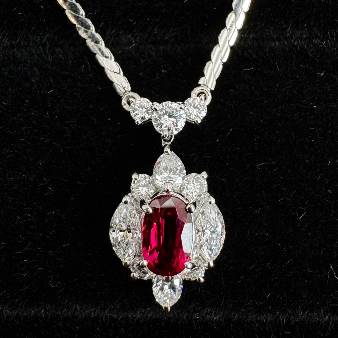 Luxury Promise Japan 49662 Pt900/850 Ruby Necklace R0.70 D0.92 10.1g