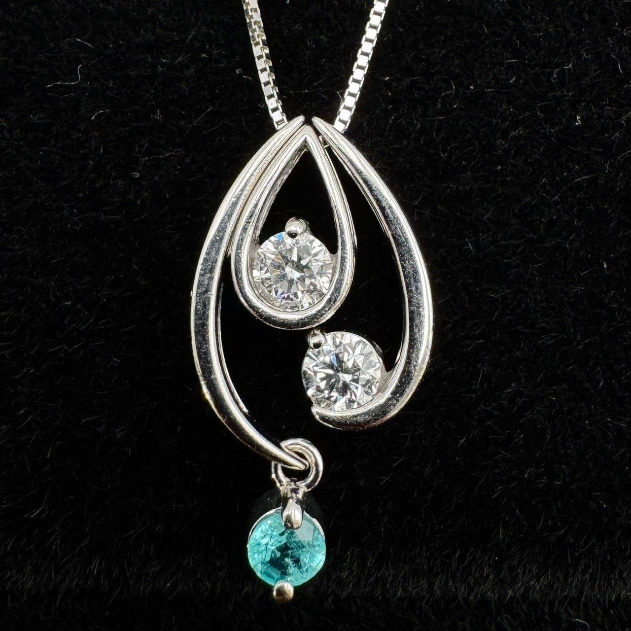 Luxury Promise Japan 49714 K18WG Paraiba Pen Necklace PRB0.10 D0.21 2.8 NGL