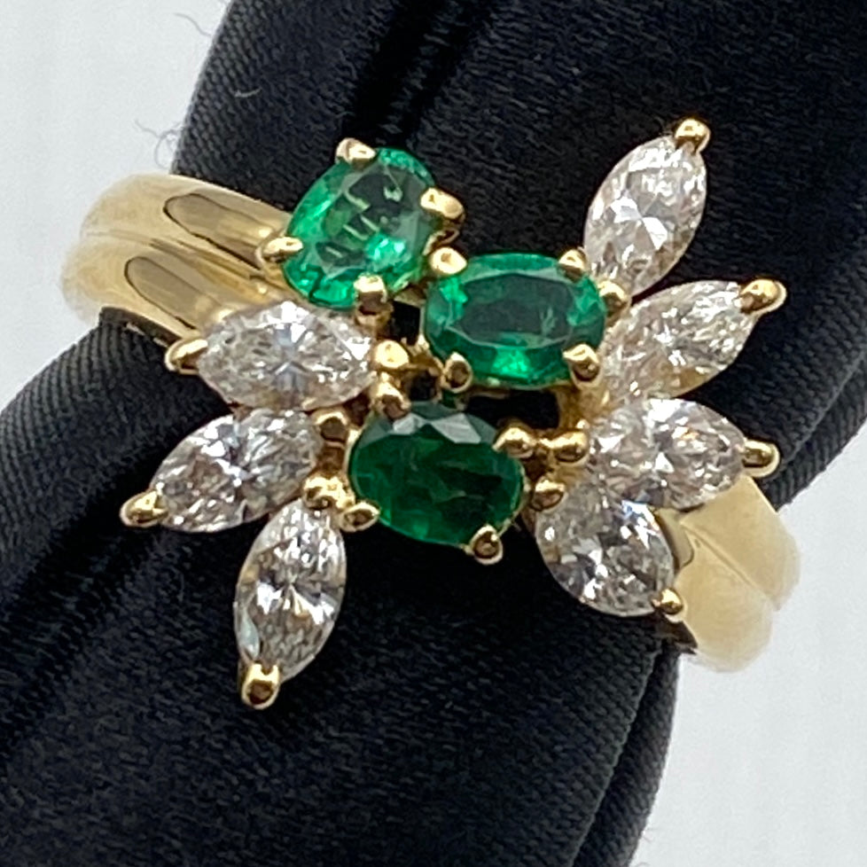 Luxury Promise Japan 50327 K18 Emerald Ring E0.47 D0.76 4g US5.5