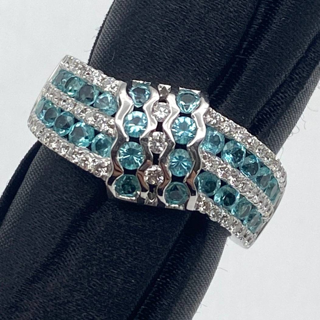Luxury Promise Japan 50583 K18WG Paraiba Ring PRT1.06 D0.40 7.8g NGL