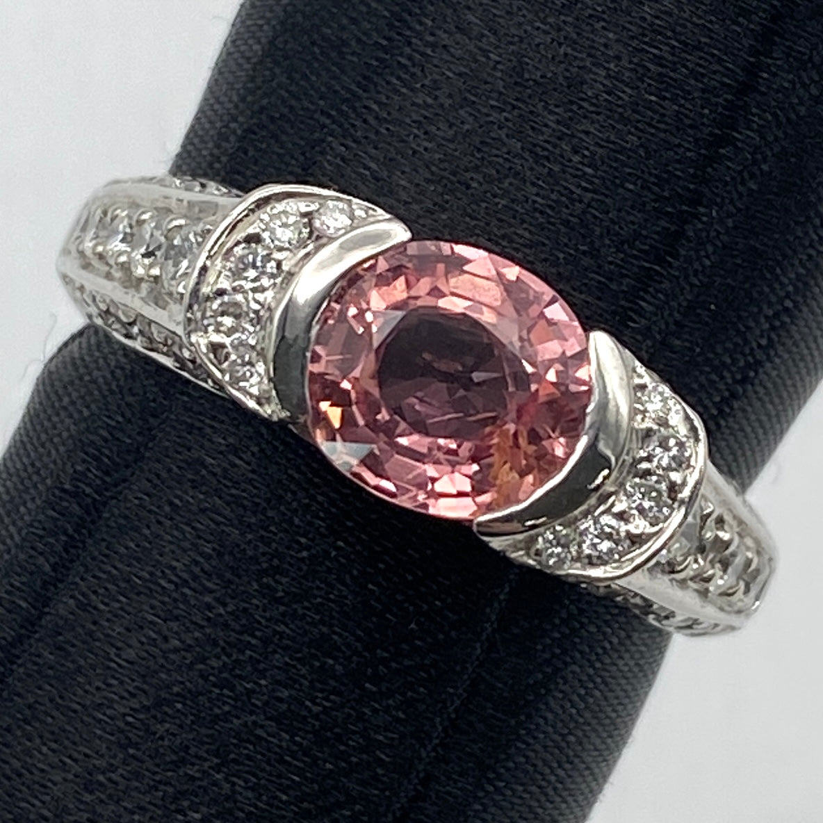 Luxury Promise Japan 50647 Pt900 padparadscha S Ring PLP1.674 D1.08 7.6g Zhongjian US8.5