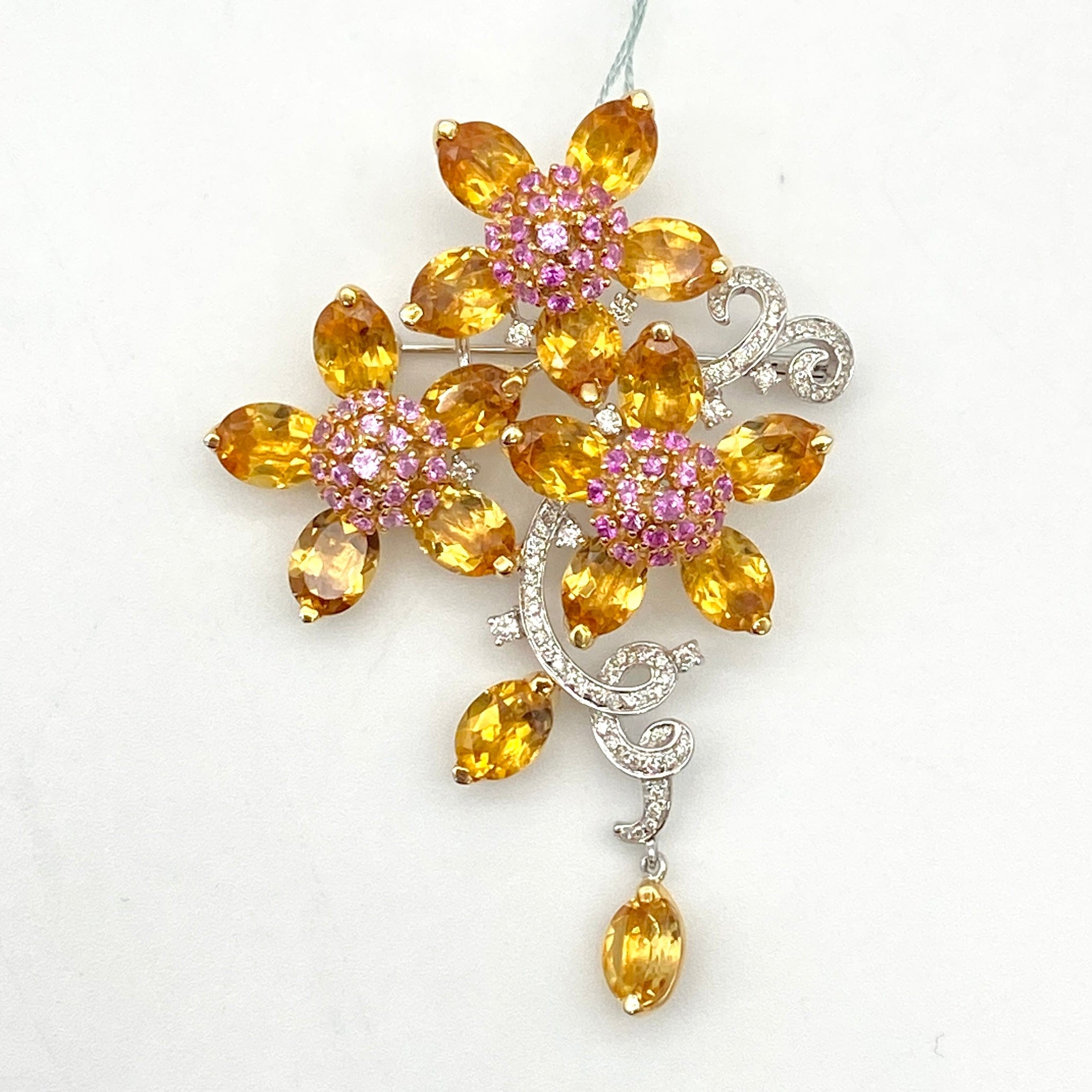Luxury Promise Japan 750 Citrine Penbrooch CI18.52 CS1.50/D0.50 21.3g 52530