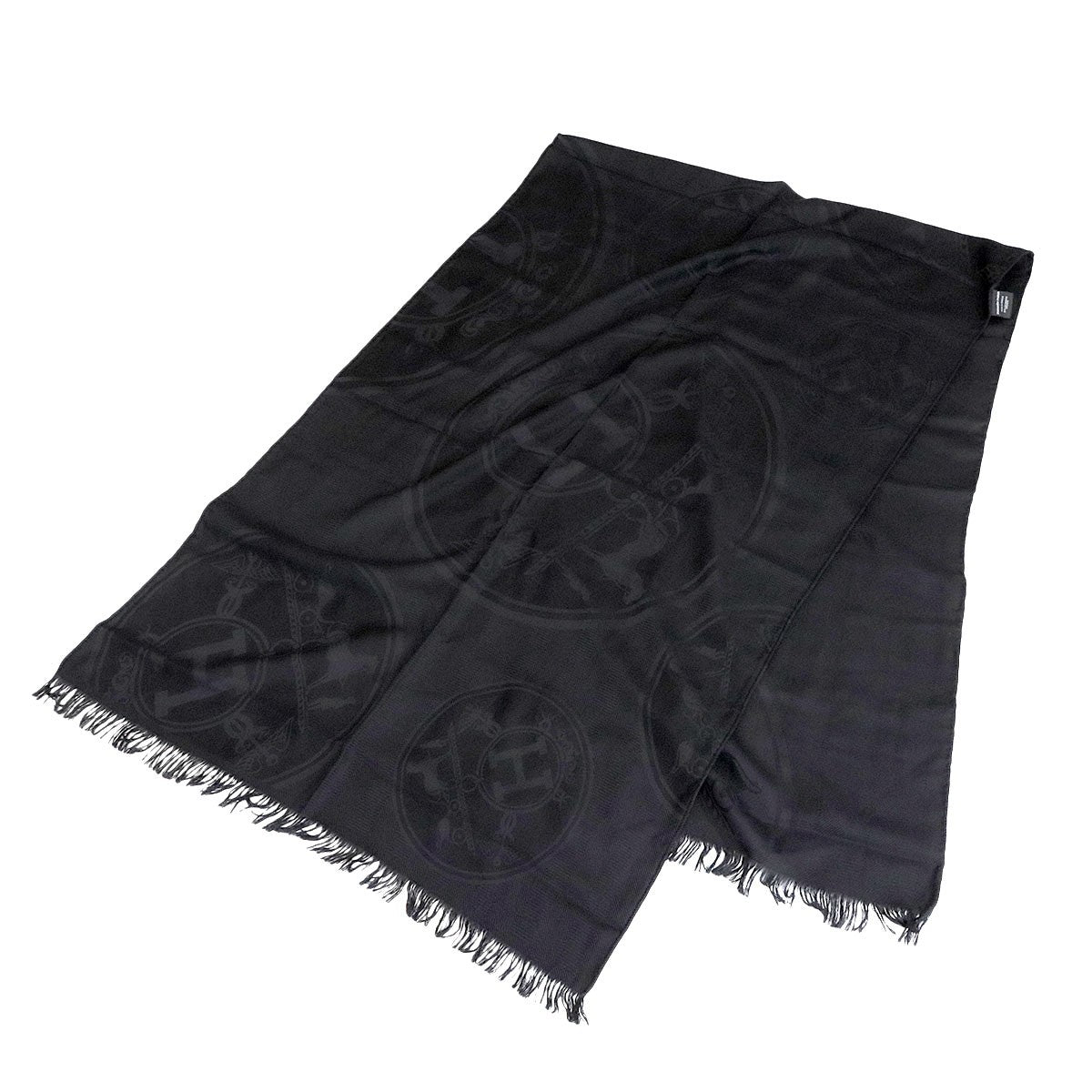 Luxury Promise Japan HERMES New Libris Stola Sciarpa Cashmere Soie Nero Scialle Accessorio 90293353
