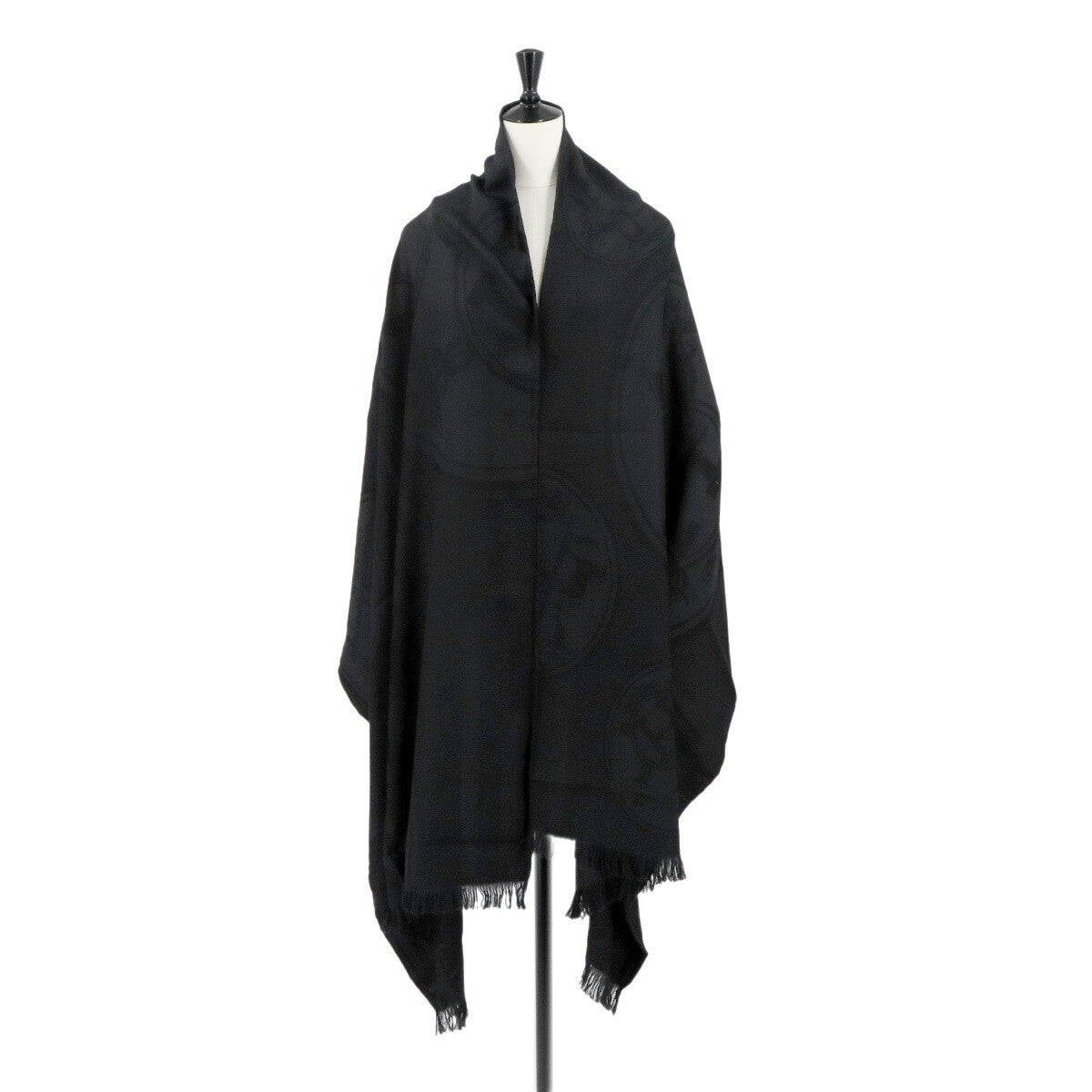 Luxury Promise Japan HERMES New Libris Stola Sciarpa Cashmere Soie Nero Scialle Accessorio 90293353