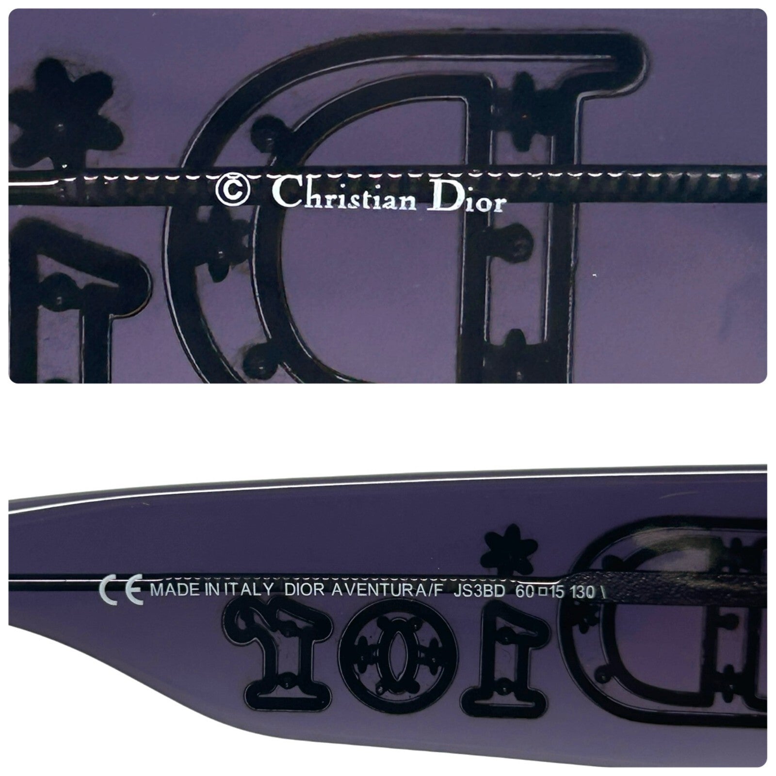 Luxury Promise Japan Christian Dior Vintage Logo Sunglass Shades Purple Silver Plastic Accessory