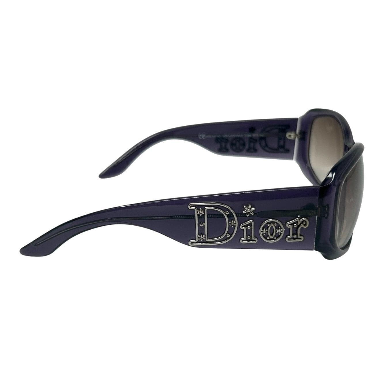 Luxury Promise Japan Christian Dior Vintage Logo Sunglass Shades Purple Silver Plastic Accessory