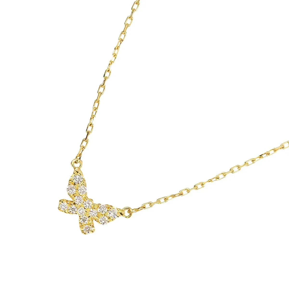Luxury Promise Japan AHKAH Butterfly Diamond 0.06ct Necklace 18K Yellow Gold 750 90276433