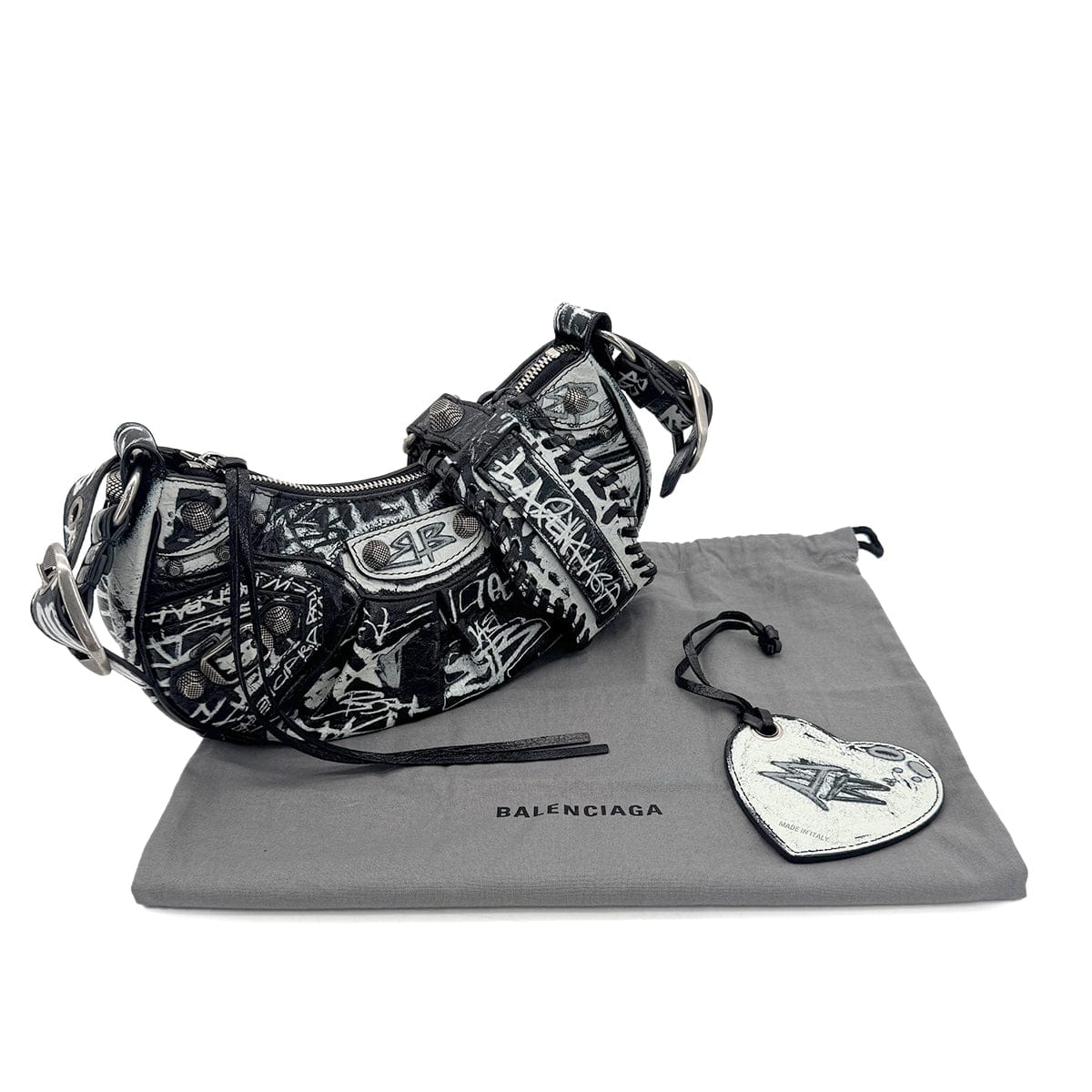 Luxury Promise Japan BALENCIAGA LE CAGOLE XS SHOULDER BAG BLACK WHITE LEATHER 90291890