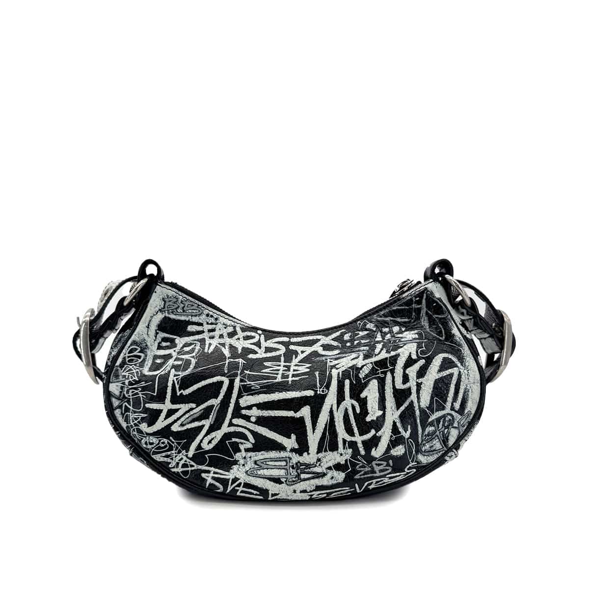 Luxury Promise Japan BALENCIAGA LE CAGOLE XS SHOULDER BAG BLACK WHITE LEATHER 90291890