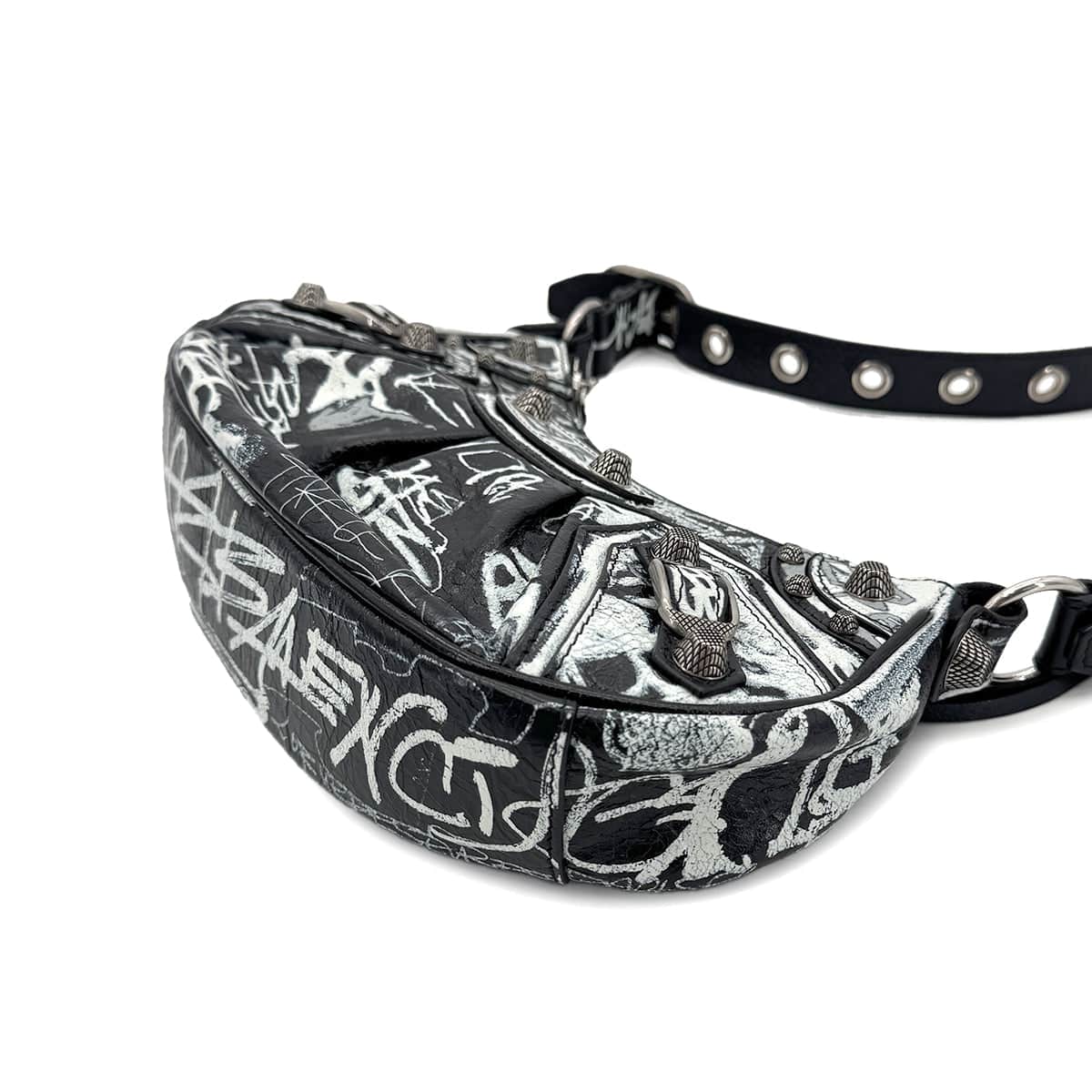 Luxury Promise Japan BALENCIAGA LE CAGOLE XS SHOULDER BAG BLACK WHITE LEATHER 90291890