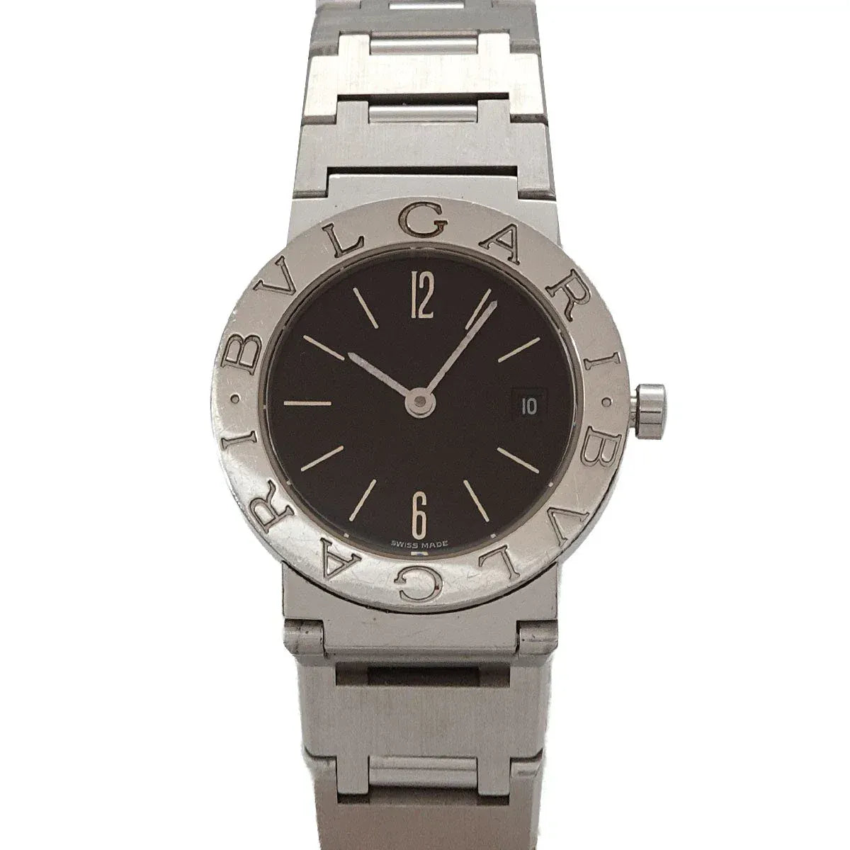 Luxury Promise Japan BVLGARI BVLGARIBVLGARI BB26SS Date Quartz Black Dial Ladies Watch 90323733