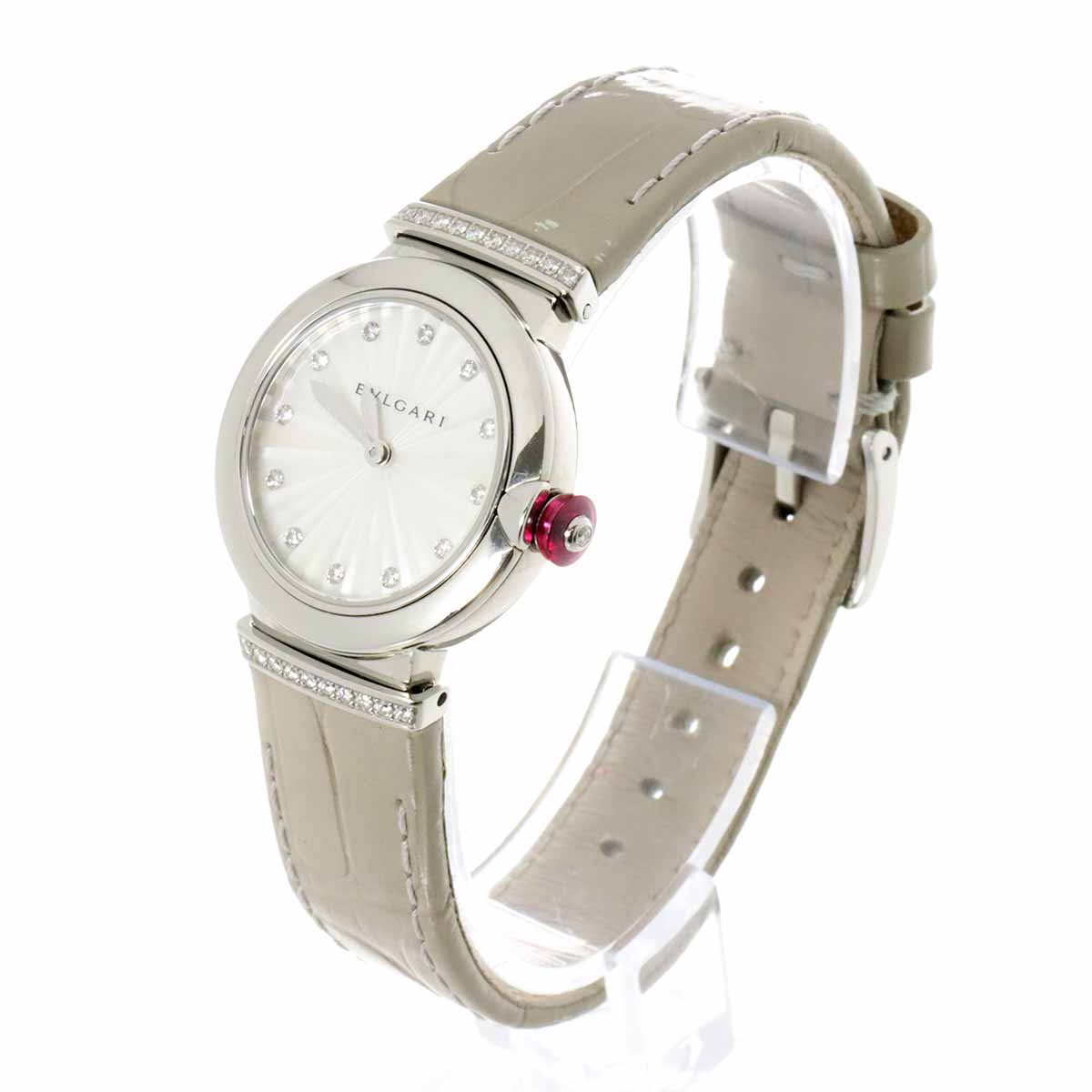 Luxury Promise Japan BVLGARI Lucea LU28S Ladies Watch Lug 12P Diamond White Shell Quartz Watch Lucea Bvlgari 90275658