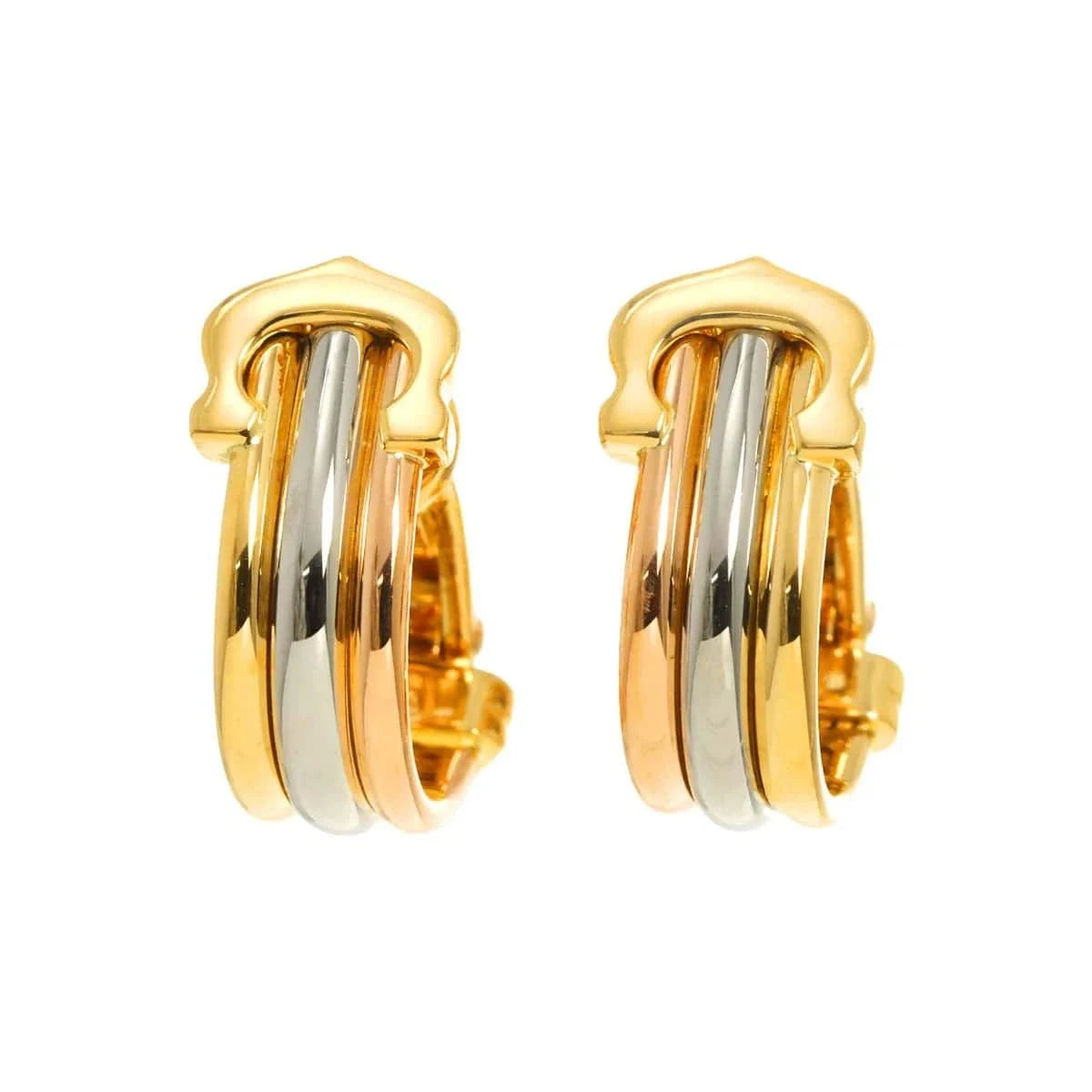 Luxury Promise Japan Cartier 2C Trinity Earrings Clip-on 18K YG WG PG 750 90282784