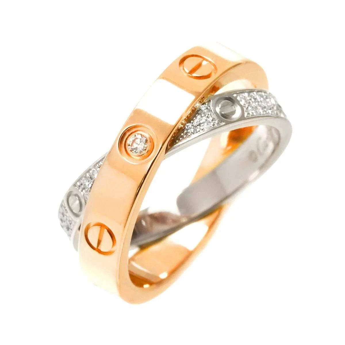 Luxury Promise Japan Cartier Be LOVE Pave Diamond Ring 18K WG PG 750 Size46 3.75(US) 90279884