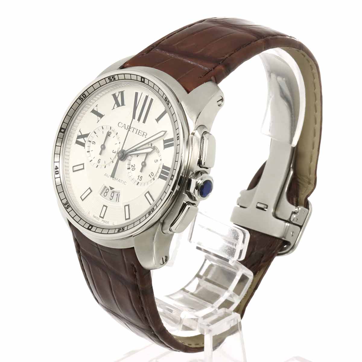 Luxury Promise Japan Cartier Calibre de Cartier Chronograph W7100046 Men's Watch with Date Display, Silver, Automatic, Cartier 90302244