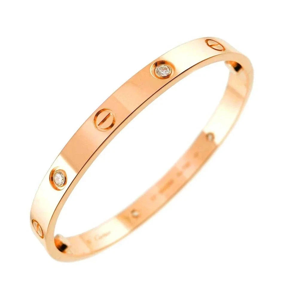 Luxury Promise Japan Cartier Love Bracelet Bangle Diamond 4P 18K Pink Gold 750 Size17 90286073