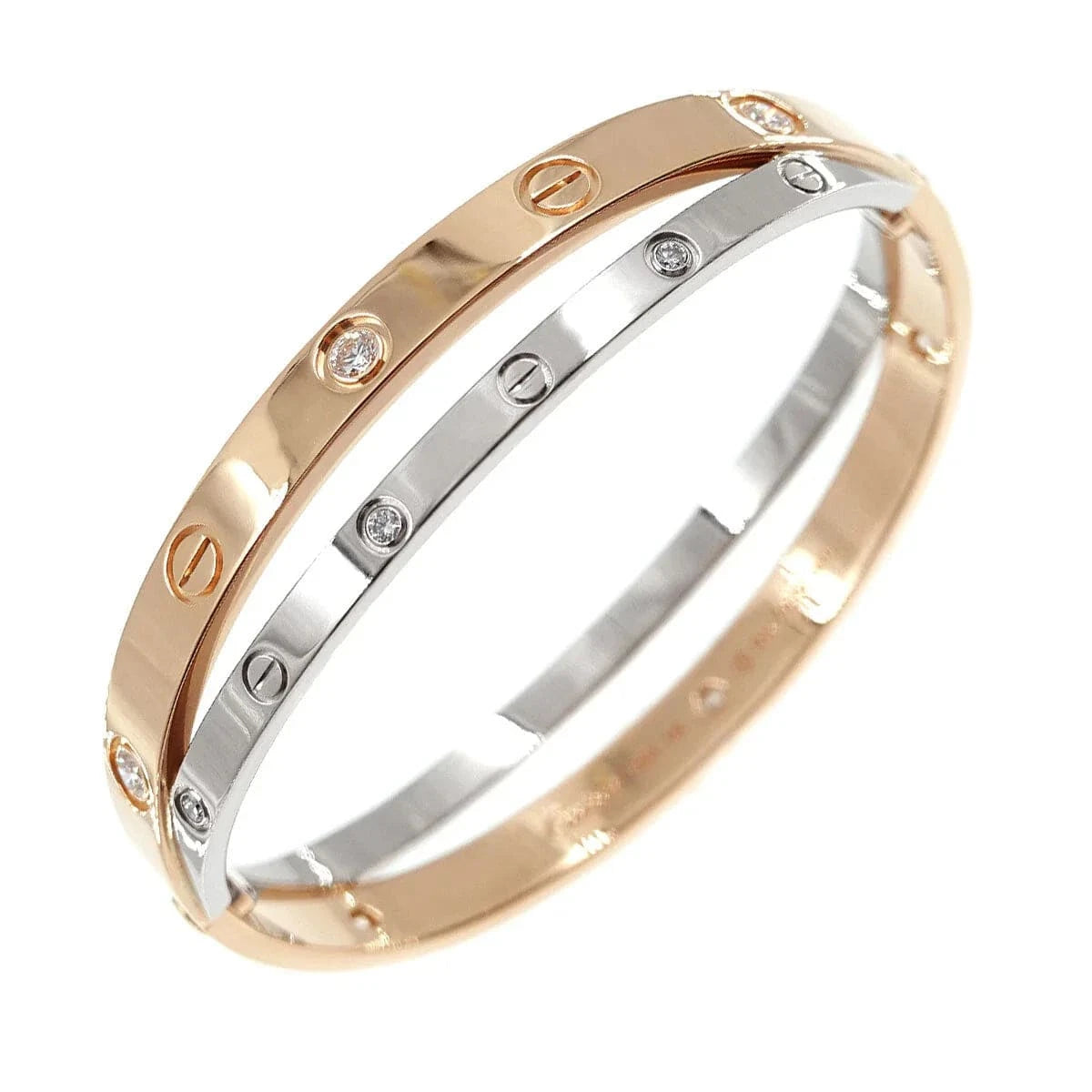 Luxury Promise Japan Cartier Love Bracelet Diamond 12P 18K K18 PG WG 750 size16 90268747