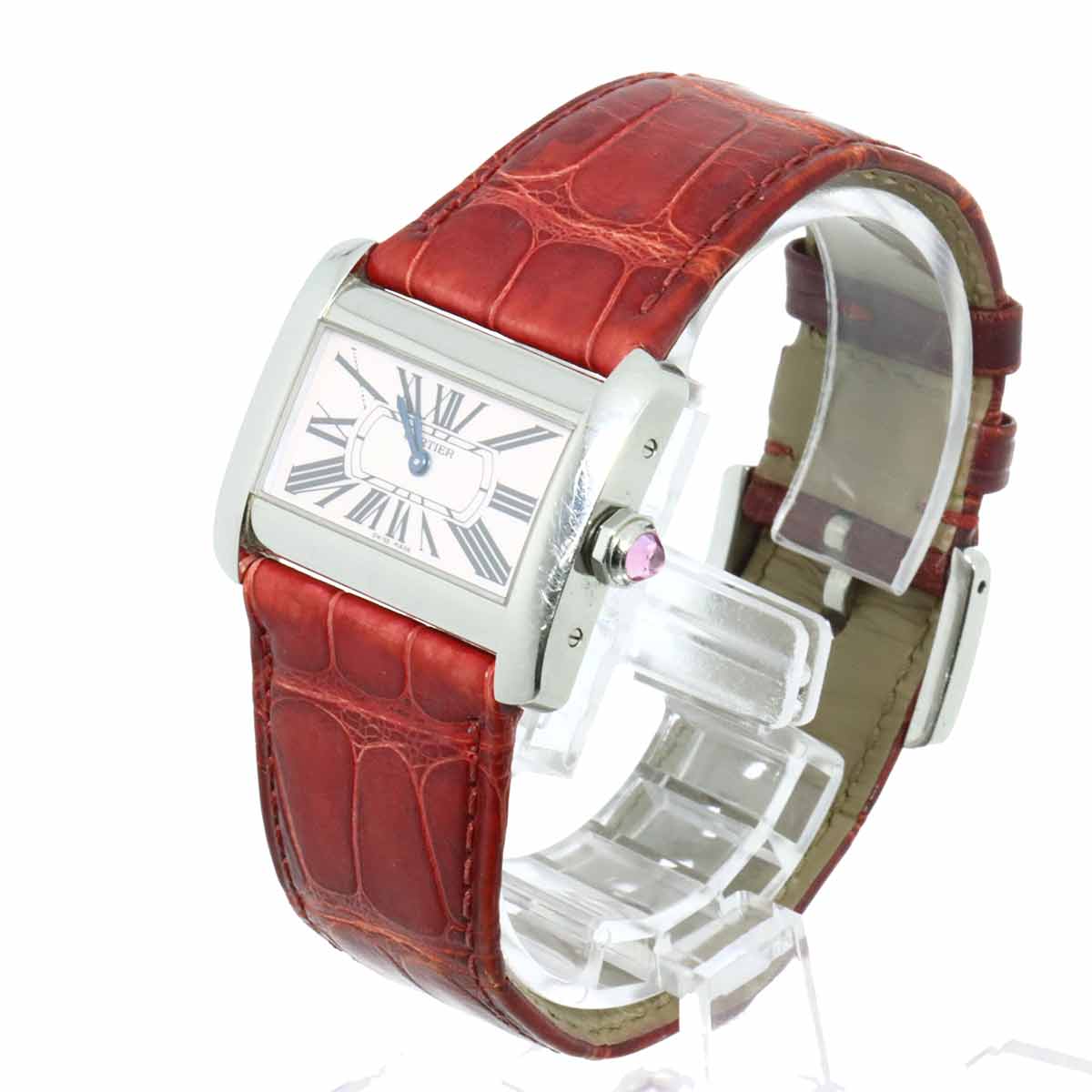 Luxury Promise Japan Cartier Mini Tank Divan W6301455 Women's Pink Shell Quartz Watch, Cartier 90310780