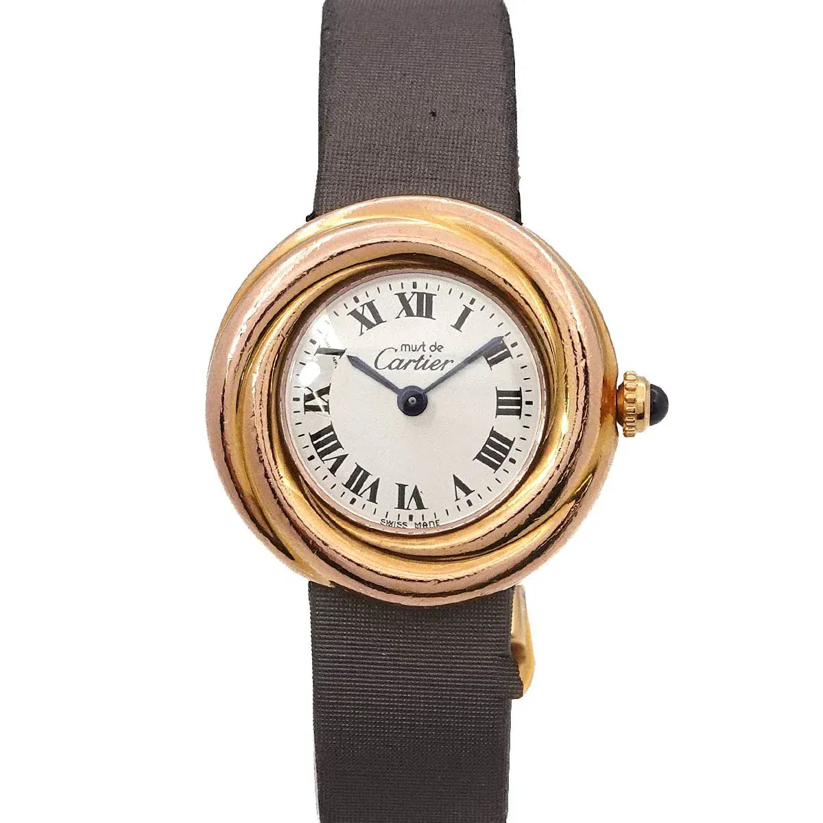 Luxury Promise Japan Cartier Must Trinity Vermeil W1015045 Quartz Silver Dial Ladies 90263405