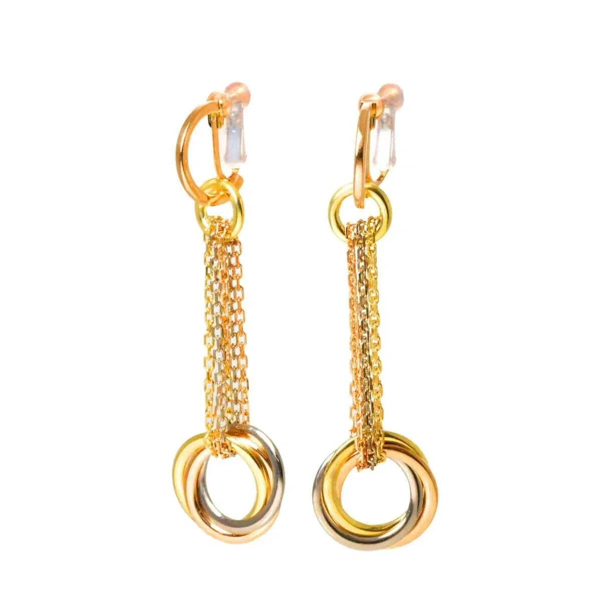 Luxury Promise Japan Cartier Trinity Earrings Clip-on 18K YG WG PG 750 90274541