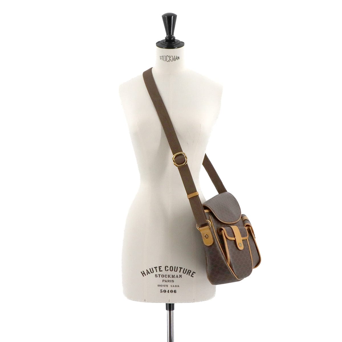 Luxury Promise Japan CELINE Macadam Shoulder Bag PVC Brown Gold Hardware Vintage Macadam Shoulder Bag Celine 90276999