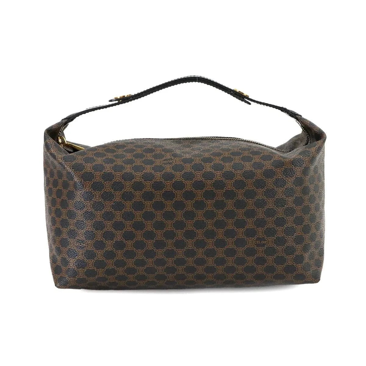 Luxury Promise Japan CELINE Macadam Shoulder Bag PVC Leather Black Brown Vintage Purse 90279166