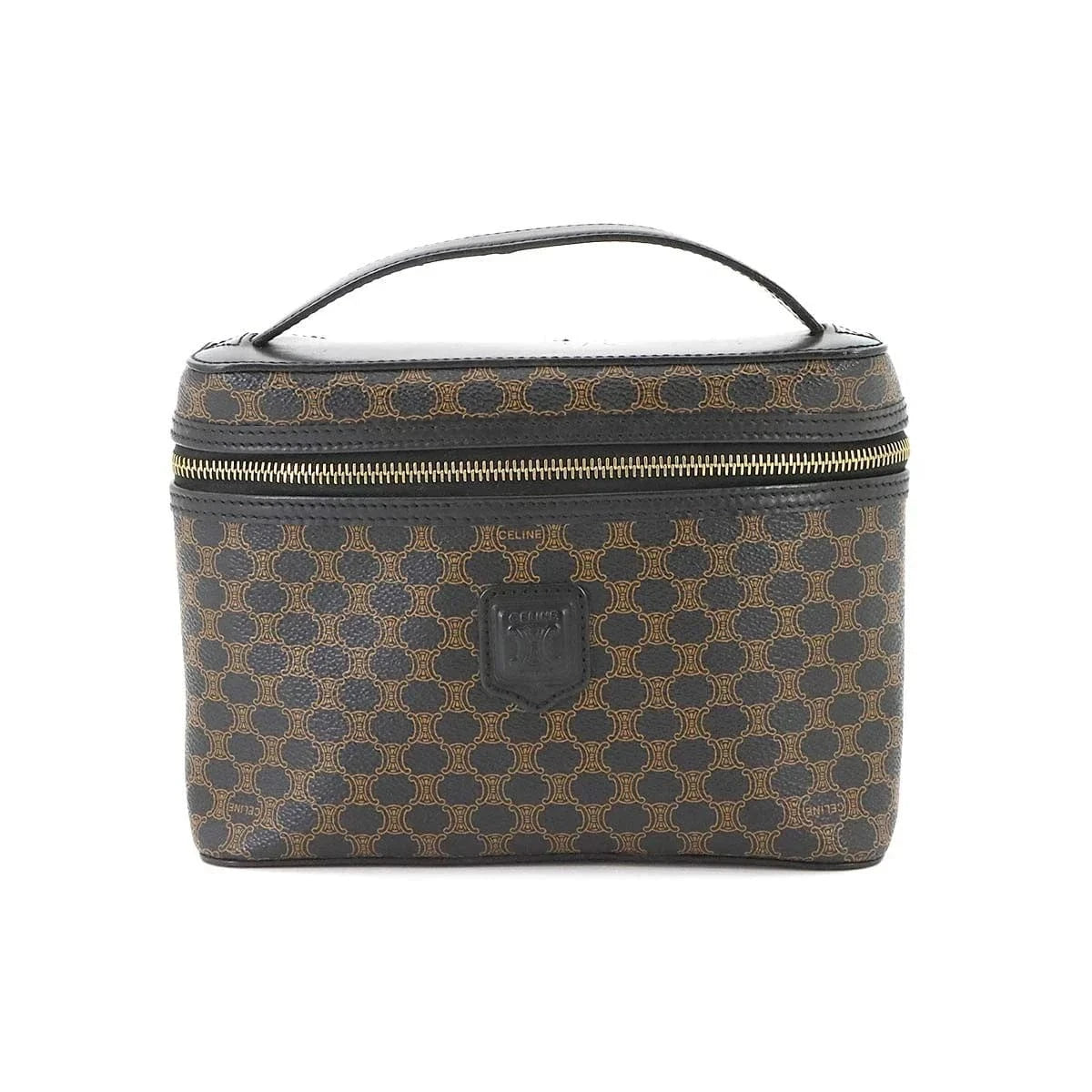 Luxury Promise Japan CELINE Macadam Vanity Hand Bag Leather PVC Black Brown Purse 90287632