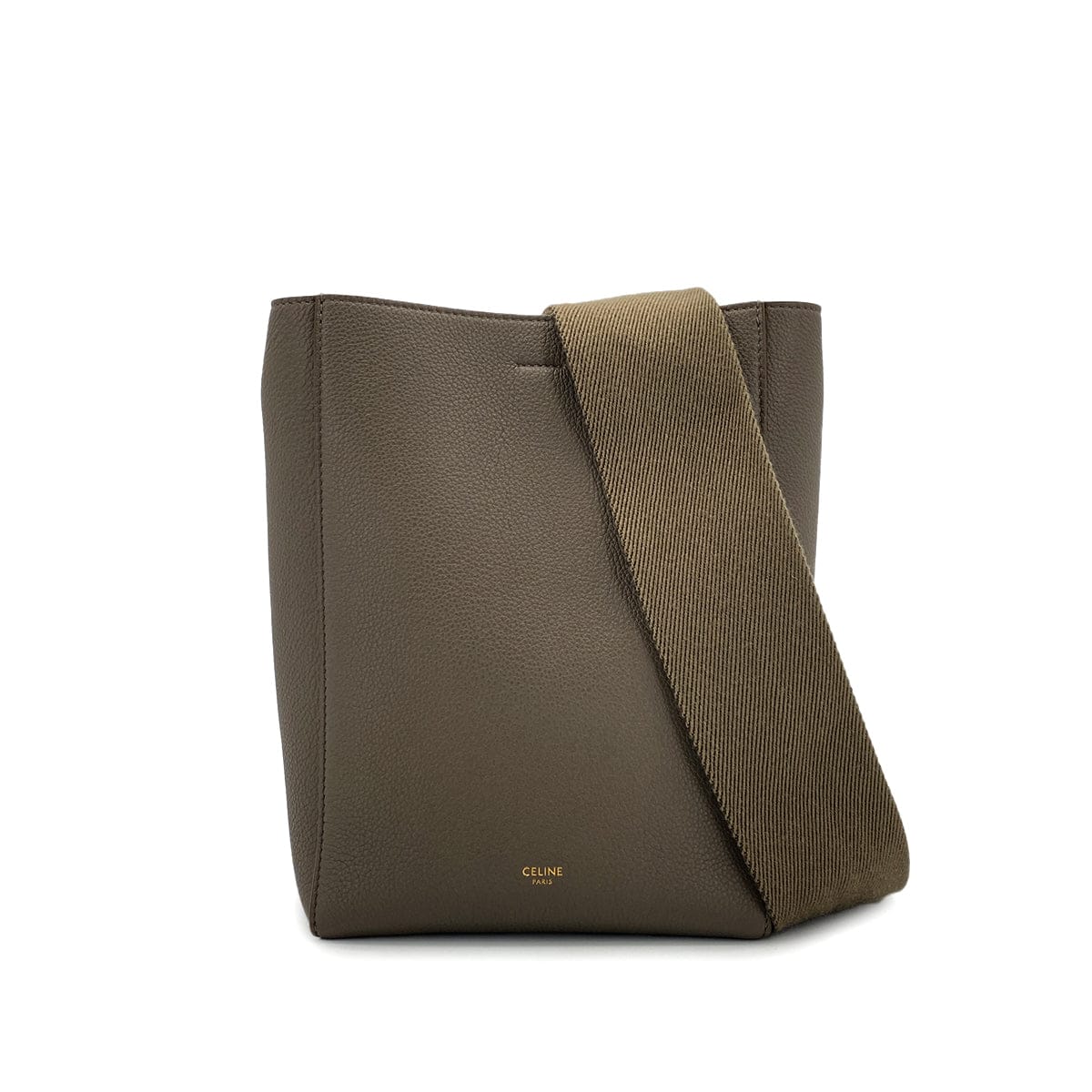 Luxury Promise Japan CELINE SANGLE SMALL BUCKET SHOULDER BAG GRAY LEATHER 90299160