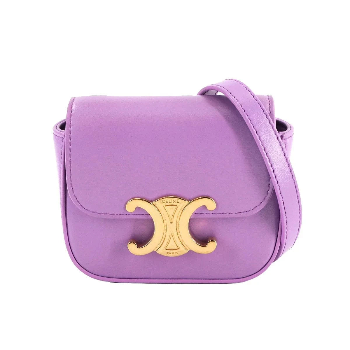 Luxury Promise Japan CELINE Triomphe Claude Mini Shoulder Bag Leather Purple 10I513DPV 90287514