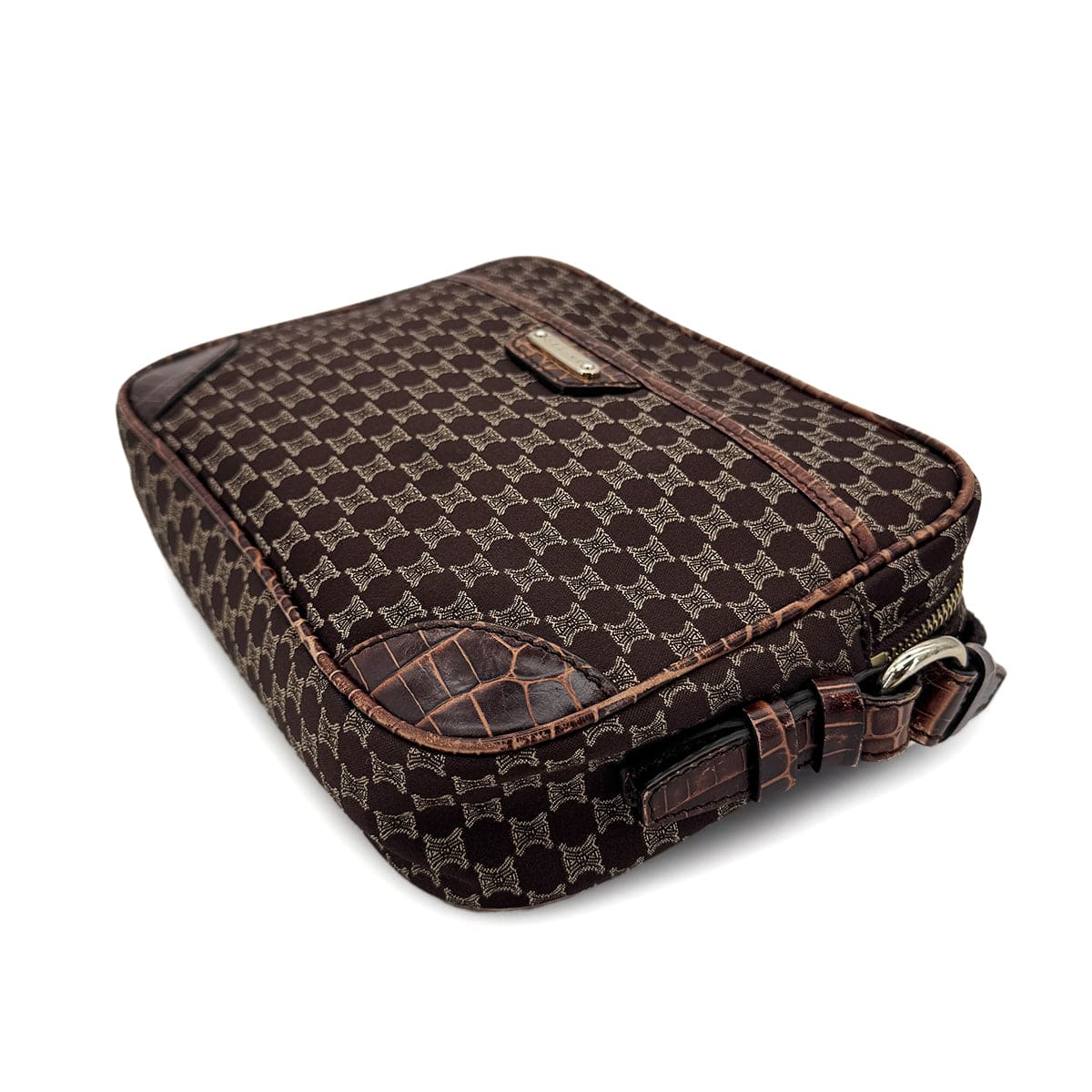 Luxury Promise Japan CELINE VINTAGE MACADAM SHOULDER BAG BROWN CANVAS LEATHER 90291887