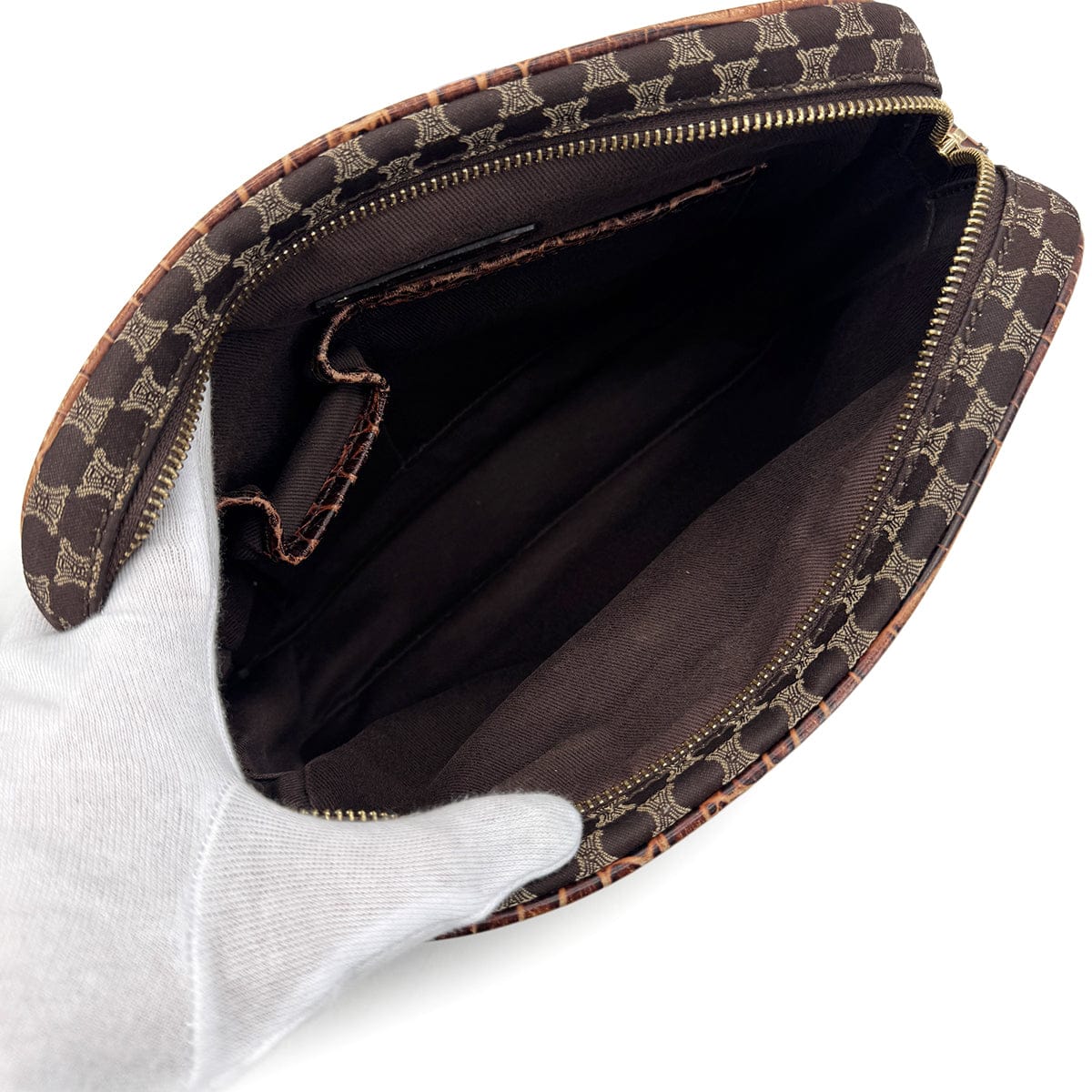 Luxury Promise Japan CELINE VINTAGE MACADAM SHOULDER BAG BROWN CANVAS LEATHER 90291887