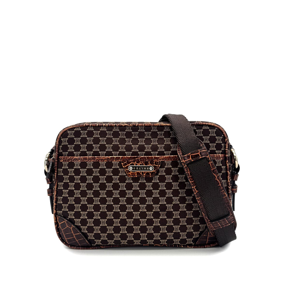 Luxury Promise Japan CELINE VINTAGE MACADAM SHOULDER BAG BROWN CANVAS LEATHER 90291887