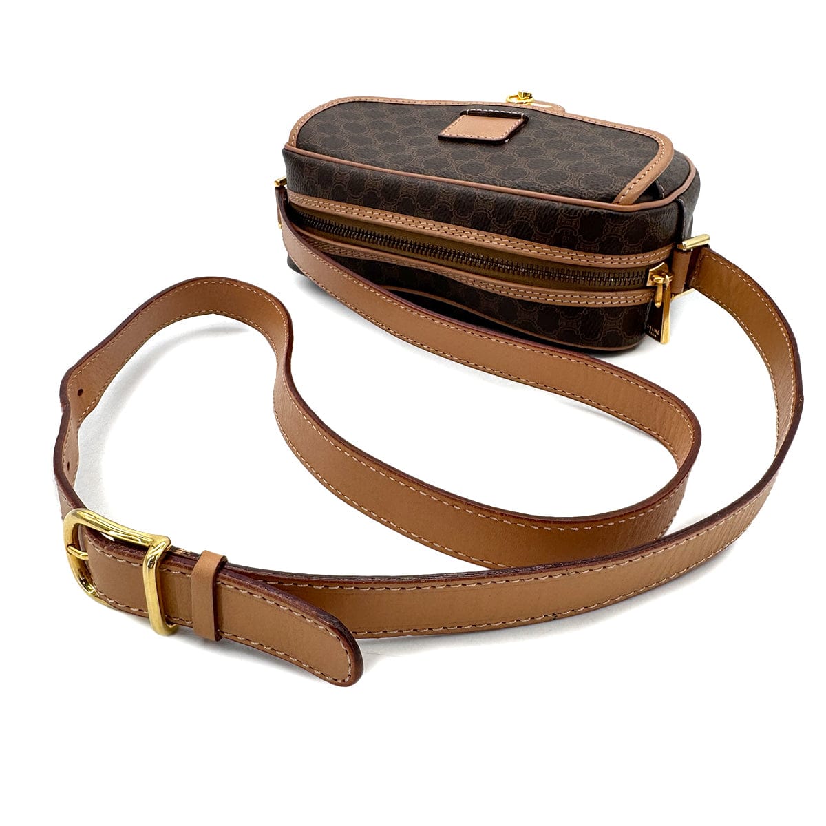 Luxury Promise Japan CELINE VINTAGE MACADAM SHOULDER BAG BROWN PVC LEATHER 90299088