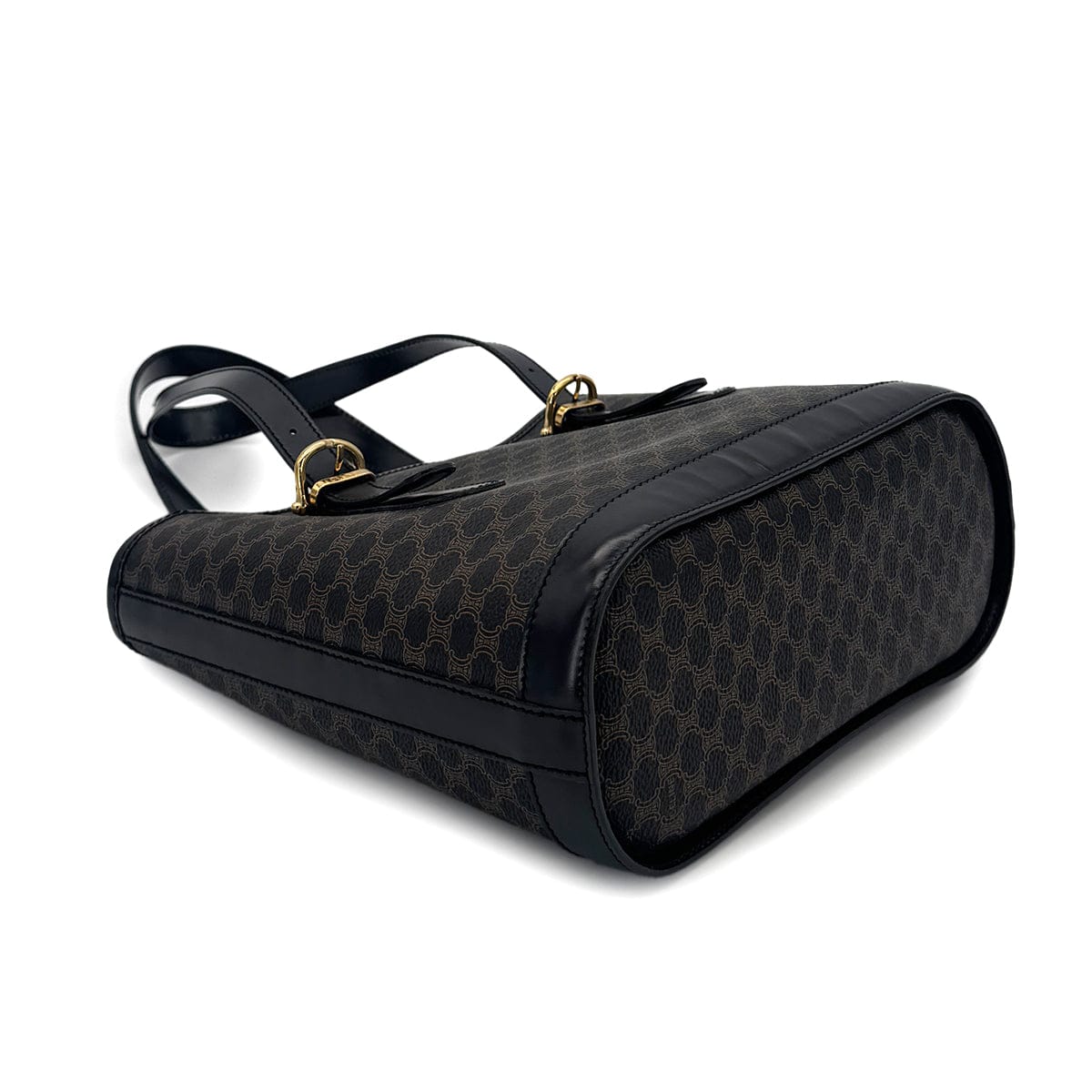 Luxury Promise Japan CELINE VINTAGE MACADAM TOTE BAG BLACK LEATHER PVC 90291898