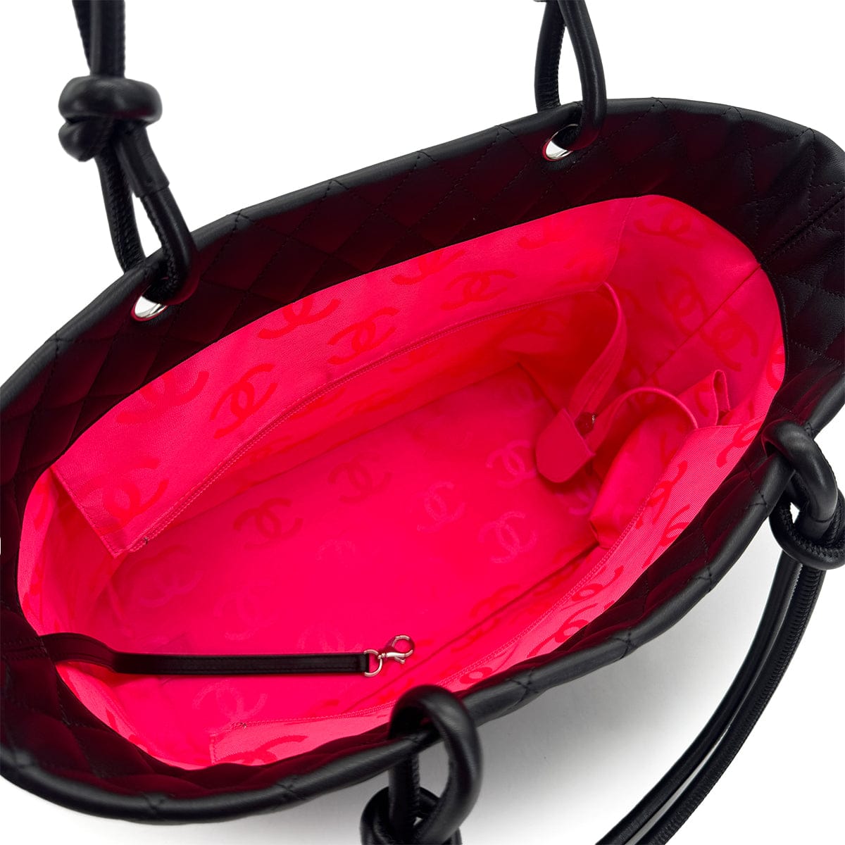 Luxury Promise Japan CHANEL CAMBON LINE COCOMARK TOTE BAG BLACK PINK ENAMEL LEATHER 90310831