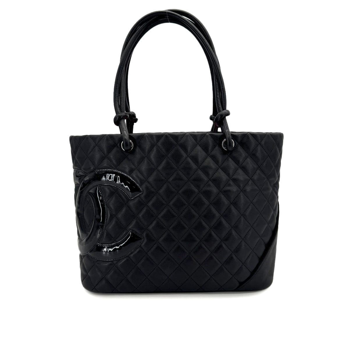 Luxury Promise Japan CHANEL CAMBON LINE LARGE TOTE BAG BLACK LEATHER ENAMEL 90318211