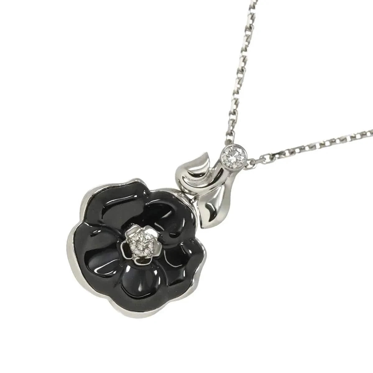 Luxury Promise Japan CHANEL Camelia Necklace Diamond Ceramic 18K White Gold 750 90286536