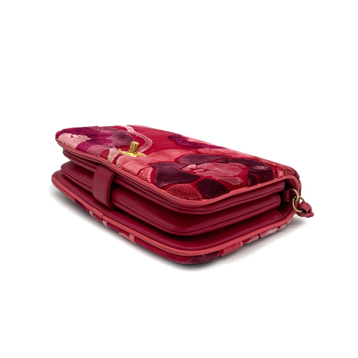 Luxury Promise Japan CHANEL CAMELLIA 2WAY CHAIN HAND SHOULDER BAG RED PINK VELVET GOLD HARDWARE 90318730