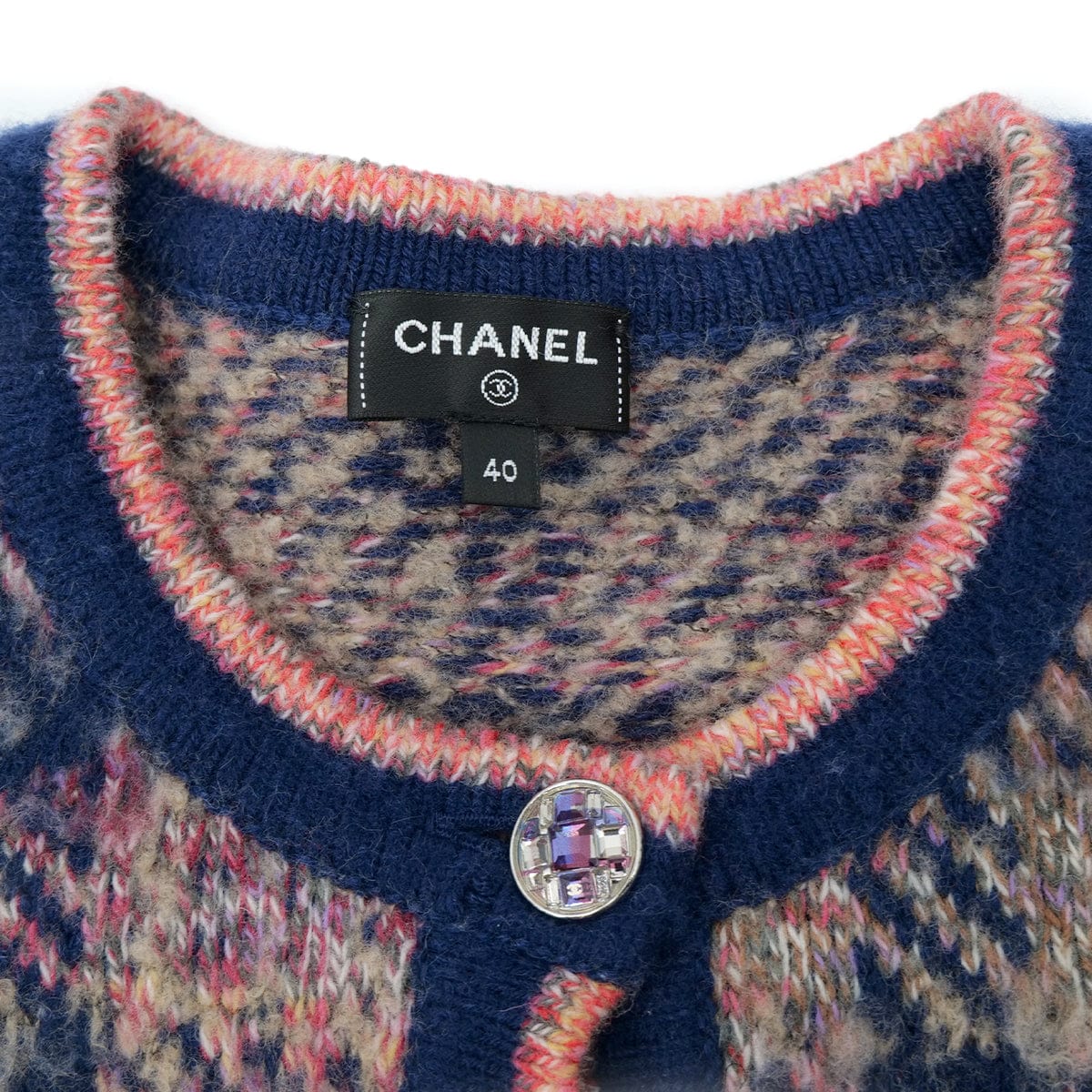 Luxury Promise Japan CHANEL CARDIGAN JACKET RHINESTONE BUTTON PINK CASHMERE 40 P72 RTW 90305050